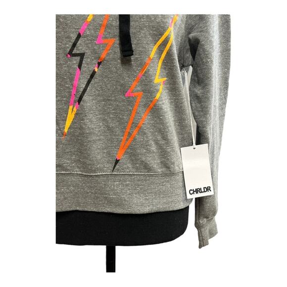 CHEERLEADER Gray Hoodie with Neon lightening bolts front NEW WITH TAGS EXTRA SM - Picture 5 of 15